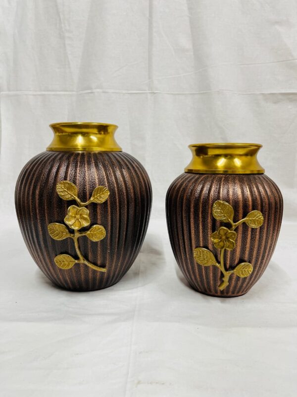 Copper Texture Metal Vases | Set of 2 - Image 3
