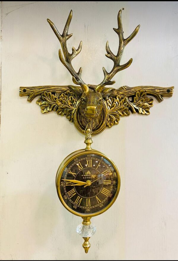 Beautiful Antique Wall Hanging Clock with Deer Head.