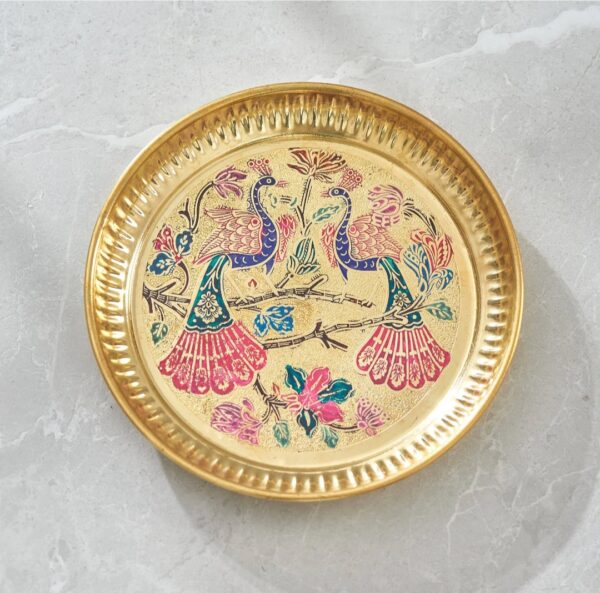 Brass Antiques Decor -Tortoise Shree-Yantra Vastu Kachua Feng Shui Turtle with Beautiful Peacock Nakkashi Tray, Lucky Charm,for Health & Wealth Decorative Showpiece for Home and Office Decoration. - Image 4