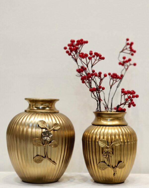 Table Top golden Metal Vases | Set of 2