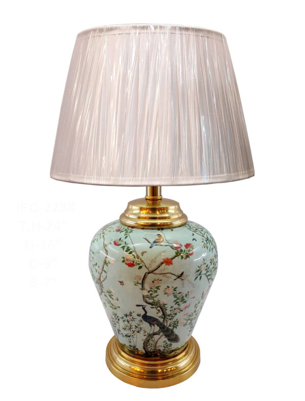 Beautiful Table Lamp with pink and green Texture.