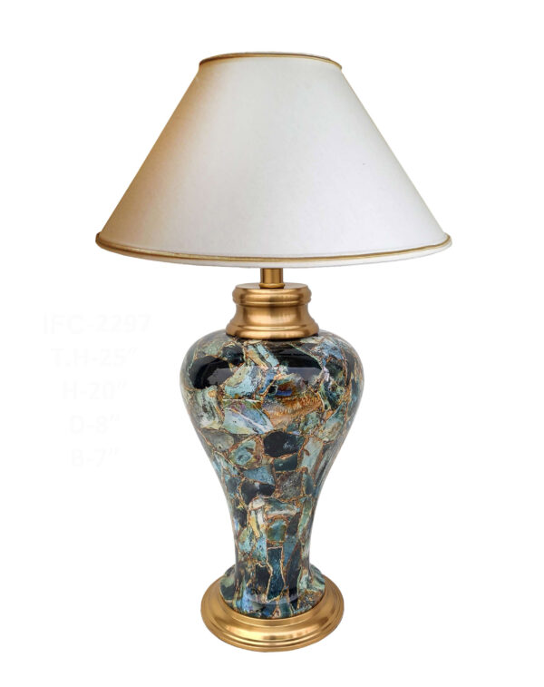 Beautiful Table Lamp with Green Texture in meenakari work.