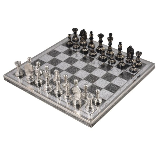 Brass Handmade Designer Chess Set with all Chessmen, Pieces, Home Decor - BlackGold - Image 2