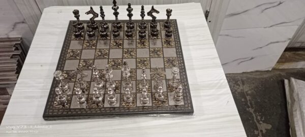 Brass Handmade Designer Chess Set with all Chessmen, Pieces, Home Decor - BlackGold - Image 6