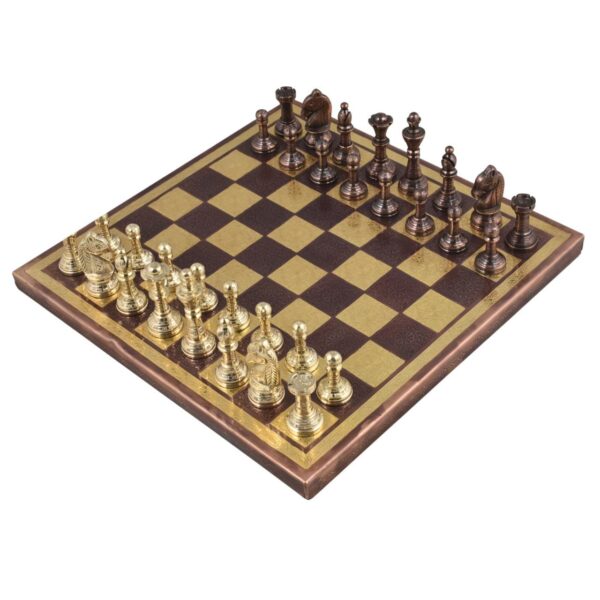 Brass Handmade Designer Chess Set with all Chessmen, Pieces, Home Decor - BlackGold