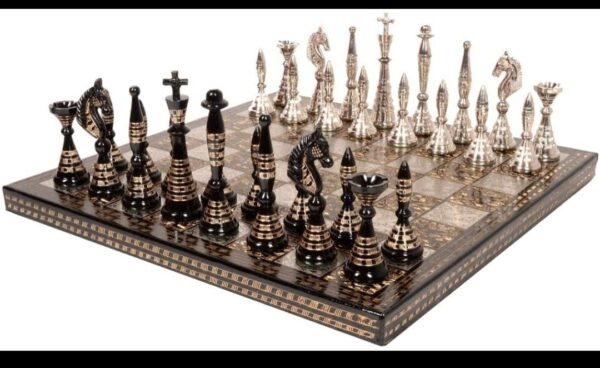 Brass Handmade Designer Chess Set with all Chessmen, Pieces, Home Decor - BlackGold - Image 7