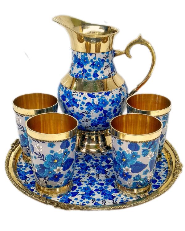 Brass Jug Glass Set, Size: 12 Inch, Shape: Round - Image 2