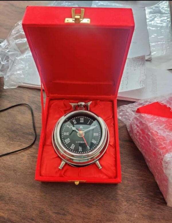 Antique Table Clock with Red Velvet Box