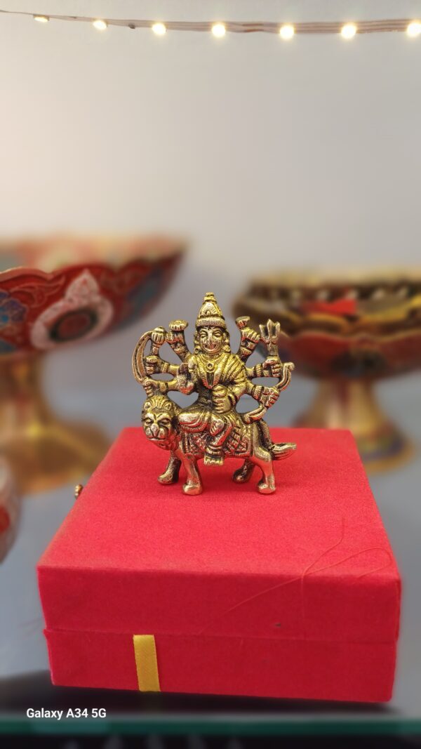 Brass Shri Maa Durga Idol In SuperFine Brass || Durga MATA Murti for Home Decor & Puja Room (7 cm x 8 cm Inch Height) - Image 2