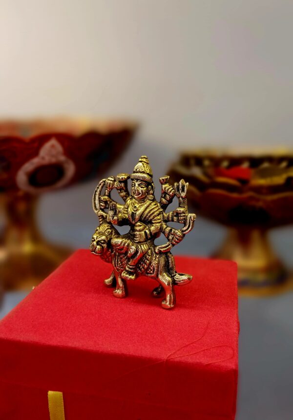 Brass Shri Maa Durga Idol In SuperFine Brass || Durga MATA Murti for Home Decor & Puja Room (7 cm x 8 cm Inch Height) - Image 4