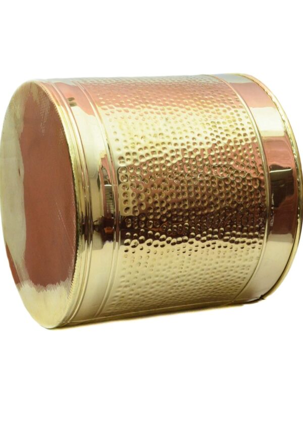 Hammered Design Brass Planter/Plant Container with Lacquer Finish- (Size: Dia- 12 x Height- 11 inches) Plant Container Set  (Metal) - Image 4
