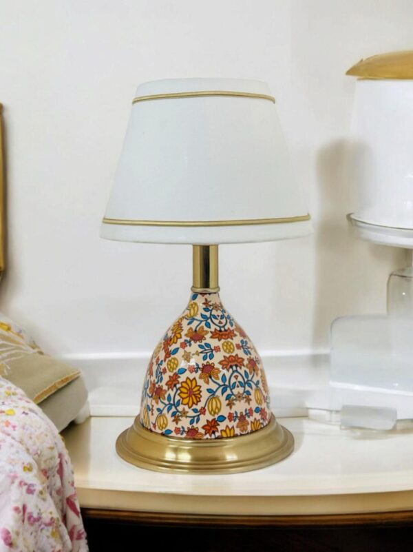 Modern Small Table Lamp,Contemporary Bedroom Bedside Nightstand Lamp,Desk Globe Lamp for Living Room Girls Kids Room, White Fabric Shade - Image 2