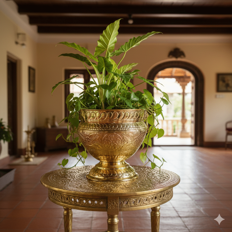 Brass Planter with Handle || for Living Room||Antique Design Hammered ...